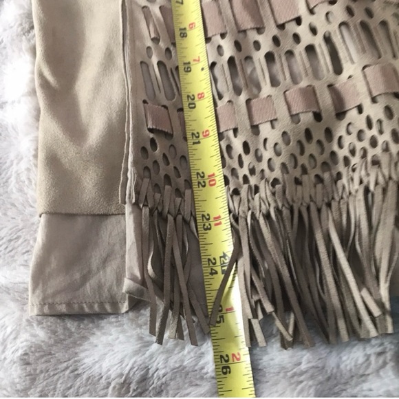 Chico’s 2 Tan Faux Suede Fringe Jacket - Picture 5 of 8